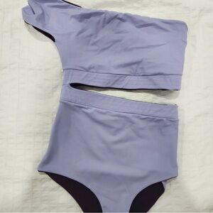 Juan de Dios  Lavender One-Shoulder Reversible Swimsuit